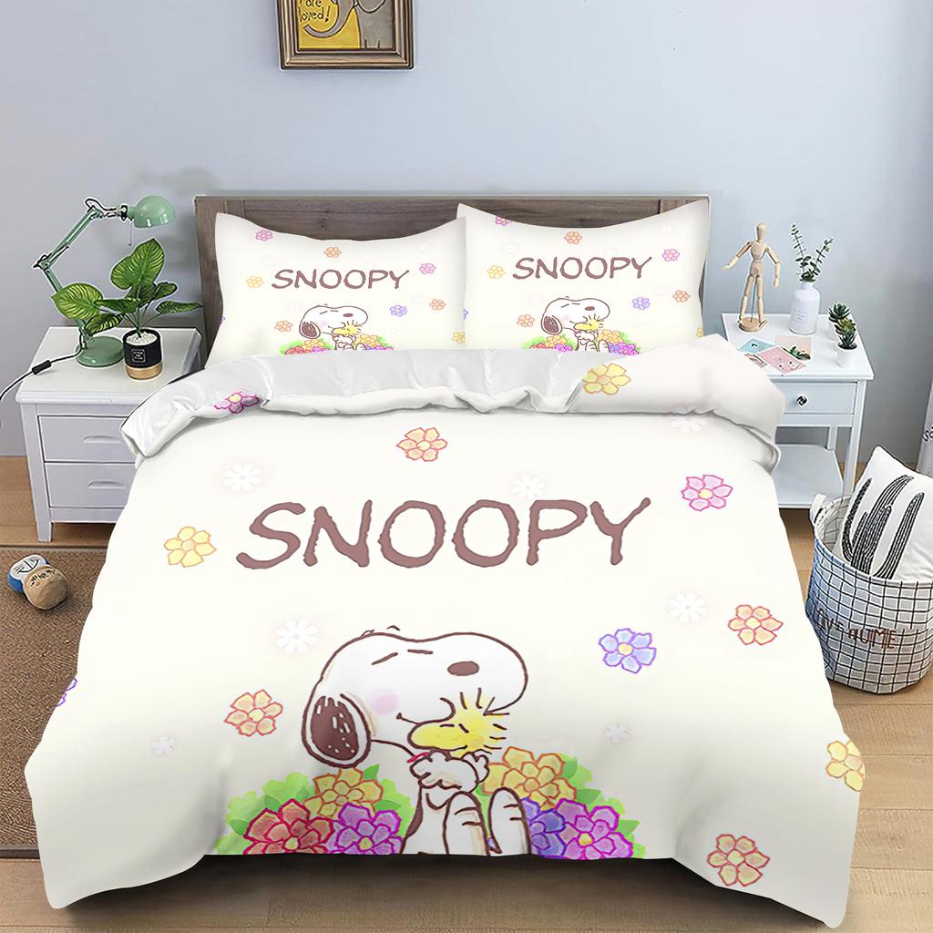 Snoopy Quilt Cover for Teen Kids Bedroom Skin-Friendly Breathable Cute Printed Comforter Warmth Bedding Cartoon New Design