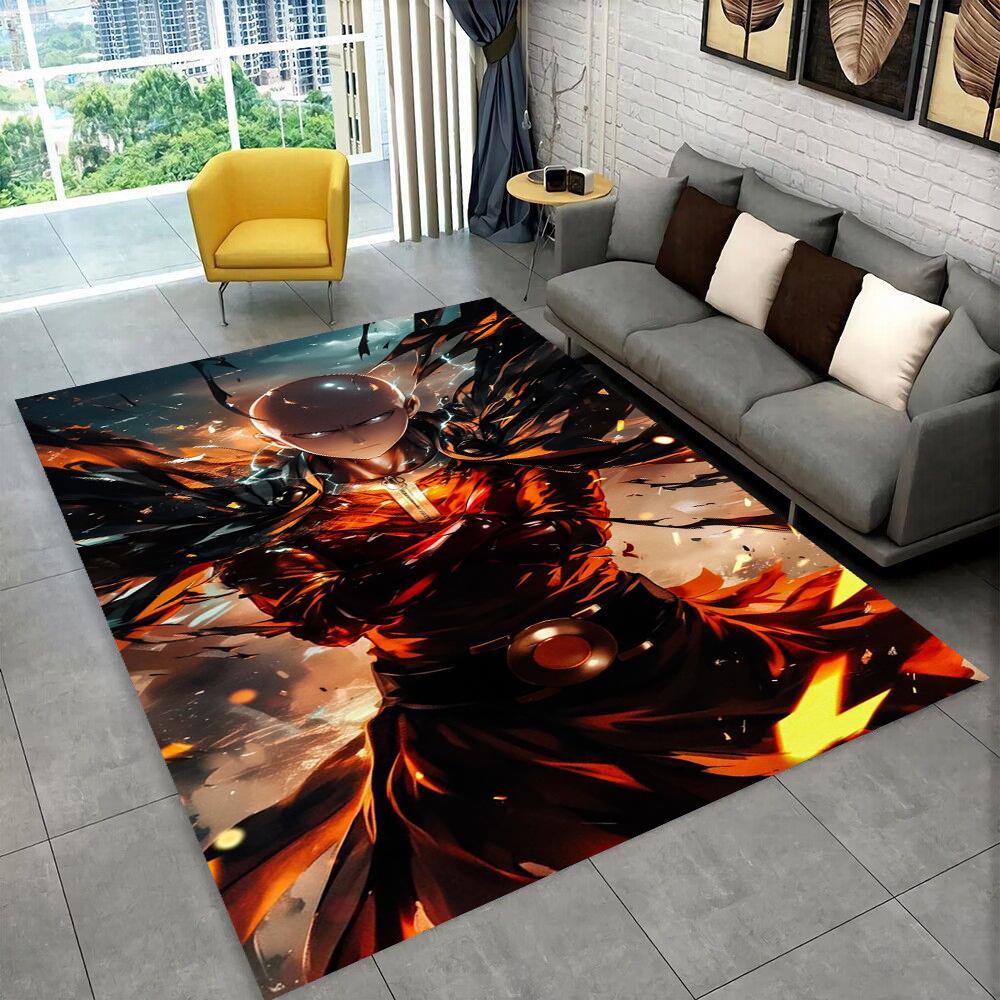 3D One Punch Man Saitama Cartoon Anime Teppich für Wohnzimmer Schlafzimmer Zuhause Sofa Dekoration, Kinder Spiel Rutschfeste Bodenmatte