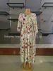 Retro Floral Long Dress with Round Neck and Large Swing - 2024 European & American Style