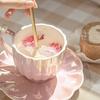 Japanese Hand Painted The Blue Sky and White Clouds Coffee Cup with Saucer Ceramic Handmade Tea Cup Saucer Set Cute Gift for Her