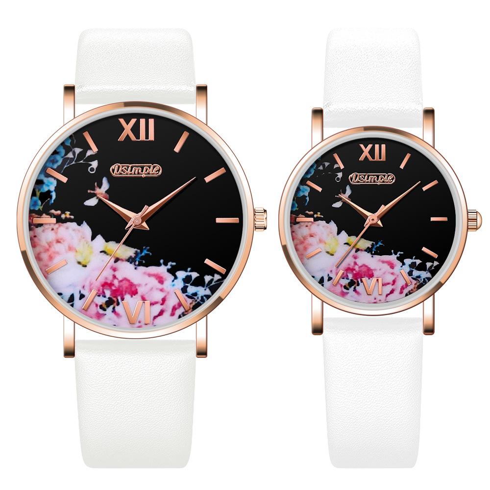 Módní párové hodinky Kožený řemínek Pánské quartzové hodinky Elegantní móda Dámské hodinky Studentské hodinky