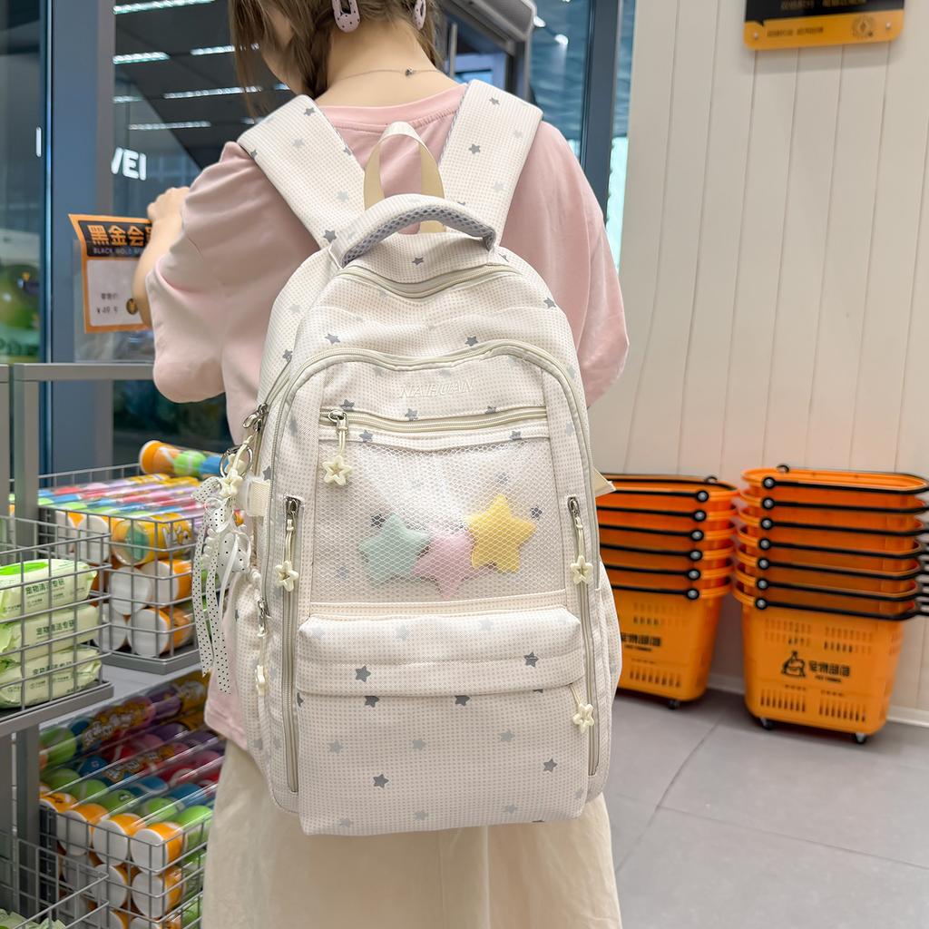 Schoolbag Japanese New Schoolbag Ins College Wind Star High Value Lightweight Large Capacity Backpack Female Student School Bag