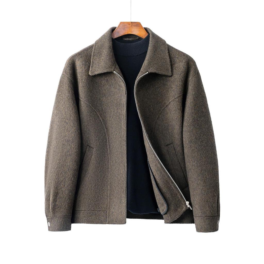Men's American Style Heavyweight Wool Cashmere Jacket - Double-faced, Thickened, High-end, Plus Size Casual Outerwear for 2025.