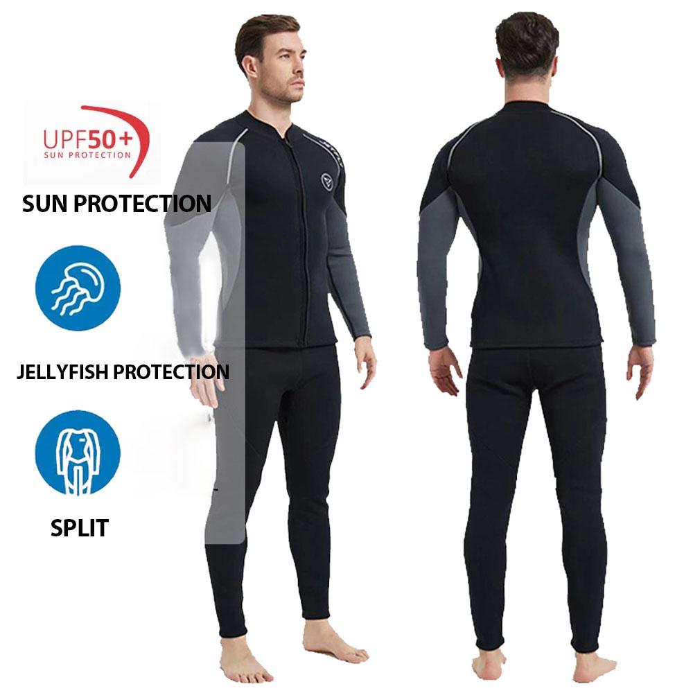3MM Men Wetsuit Neoprene Scuba Diving Suit Zipper Jacket Pants Spearfishing Swimwear Kayak Surfing Swimsuit