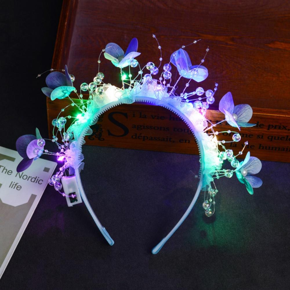 2026 New LED Light Up Butterfly Flower Headbands Girls Women Fairy Glow Headband Birthday Halloween Christmas Party Supplies