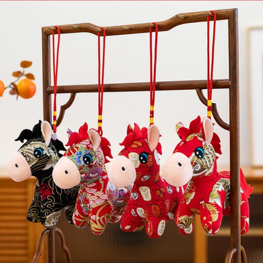 Lucky Chinese Zodiac Horse Cartoon New Year Mascot Traditional Horse Stuffed Pendant  Friends Gift