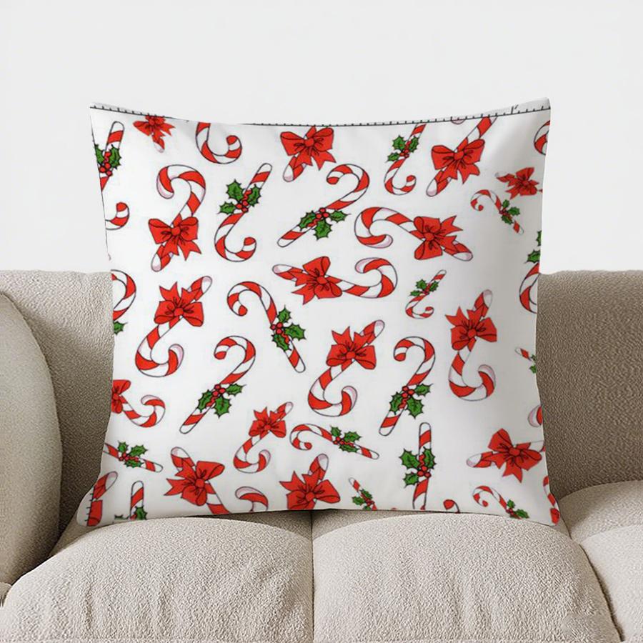 Christmas Tree Bow Throw Pillow Cover With Short Plush Print Living Room Sofa Decoration Cushion Cover Pillow Covers Decorative