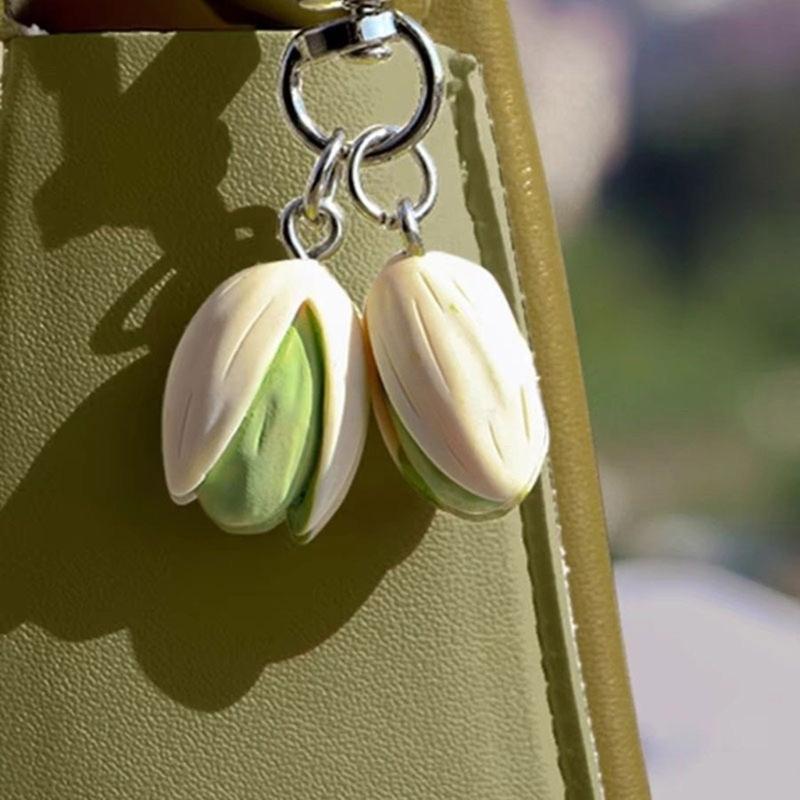 Cute Pistachios Keychain Charm Trendy Pistachios Nut Keychain Versatile Keyrings Charm for Backpacks and Purses