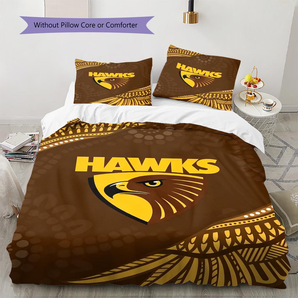 Hawthorn Hawks Muster Bettwäsche Set Bettbezug Kissenbezug Heimdekoration Geschenk (1 Bettbezug + 2 Kissenbezüge, ohne Füllung)