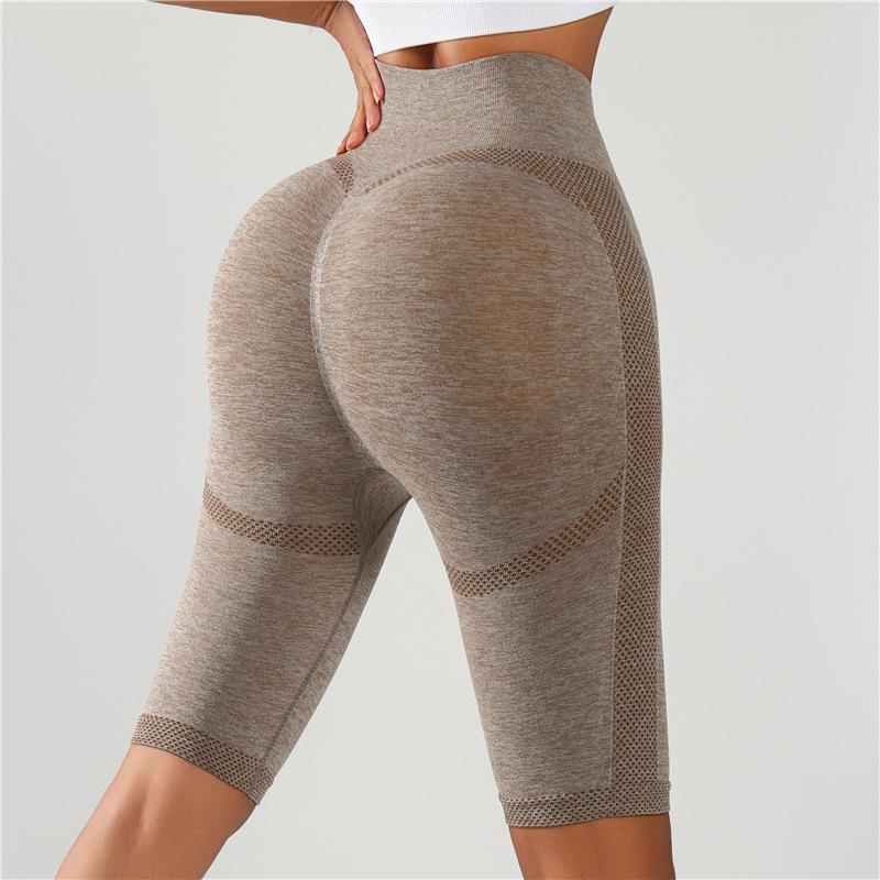 European and American Women's High Waist Seamless Yoga Capri Pants - Stretchy, Peach Butt Design, Perfect for Fitness, Sports, and Cycling