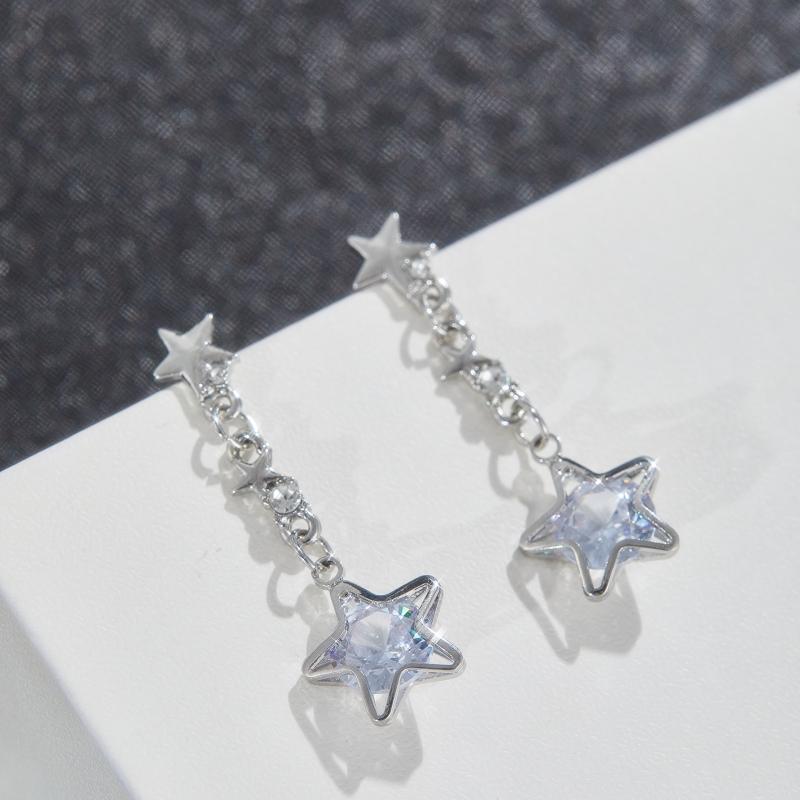 

Изысканные серьги-подвески с кисточками из циркония в форме пентаграммы в стиле легкой роскоши для женщин, нишевые, простые, модные, для вечеринок, подарок, Y2K, цирконий