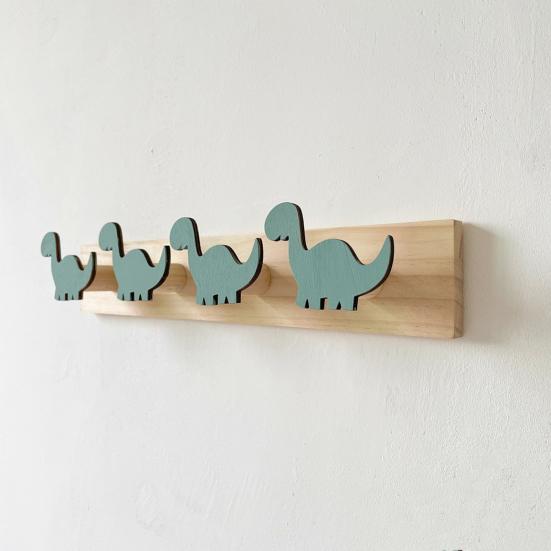 Wall Mounted Storage Hook Strong Load-bearing Dinosaur Shaped Bedroom Entryway Wooden Clothes Hook Coat Hanging Rack