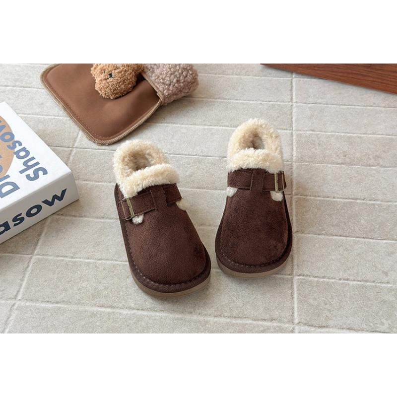 French Style Fleece Lined Thick Sole Girls Fuzzy Winter Ankle Snow Boots
