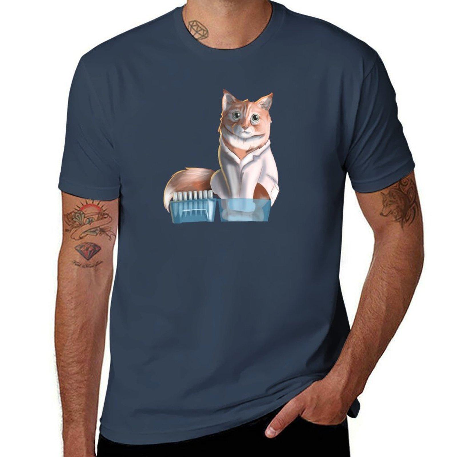 Science cat in a pipette tip box TShirt AntiWrinkle Short Sleeve TShirt S