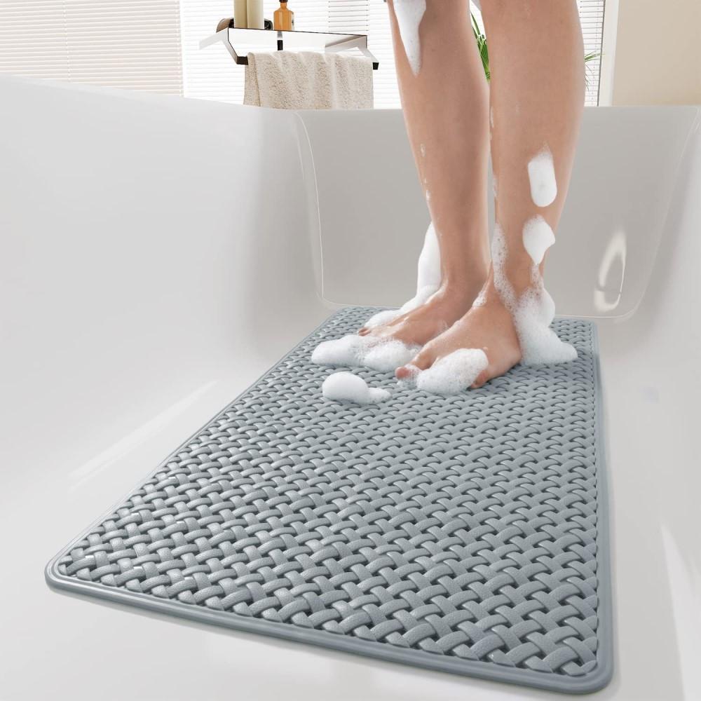 1pc Bathtub Mat, Non Slip with Suction Cups and Drain Holes, Machine Washable Shower Mat, Anti-Slip Bath Mat for Bathroom Bathtub