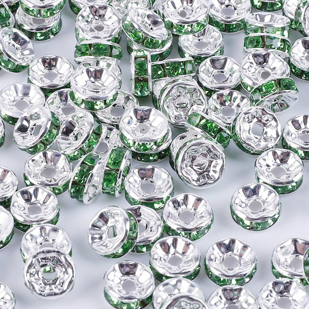 50 Pcs Electroplated Colorful Diamond Spacer Beads for DIY Jewelry, Iron Material