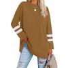 2022 Women's Loose Color Block T-Shirt with Drop Shoulder Sleeves and Round Neck