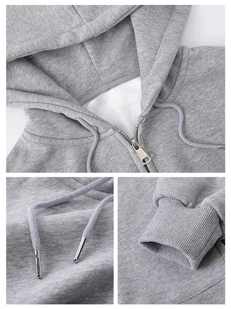 Damen Koreanischer Lazy Style Schweres Fleecegefüttertes Kapuzen-Sweatshirt Cardigan für Frühherbst 2025