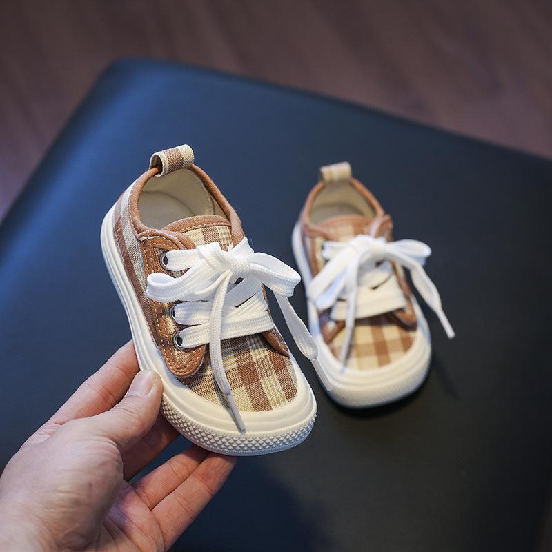 

Baby Girls Boys Canvas Shoes Spring Autumn Infant Toddler Shoes Soft Bottom Nonslip Children Sneakers Plaid Kids Shoes 22