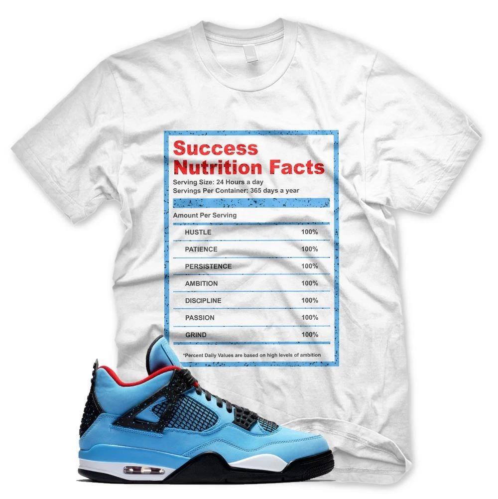 White SUCCESS FACTS T Shirt for J1 4 IV Cactus Jack University Blue UNC 2XL