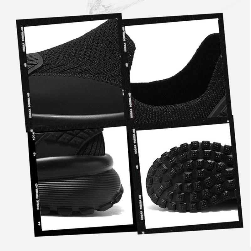 Fashion Men's Rubber Toe Protective Slip-On Shoes Breathable Mesh Lightweight Casual Outdoor Sneakers Youth Durable Versatile Footwear