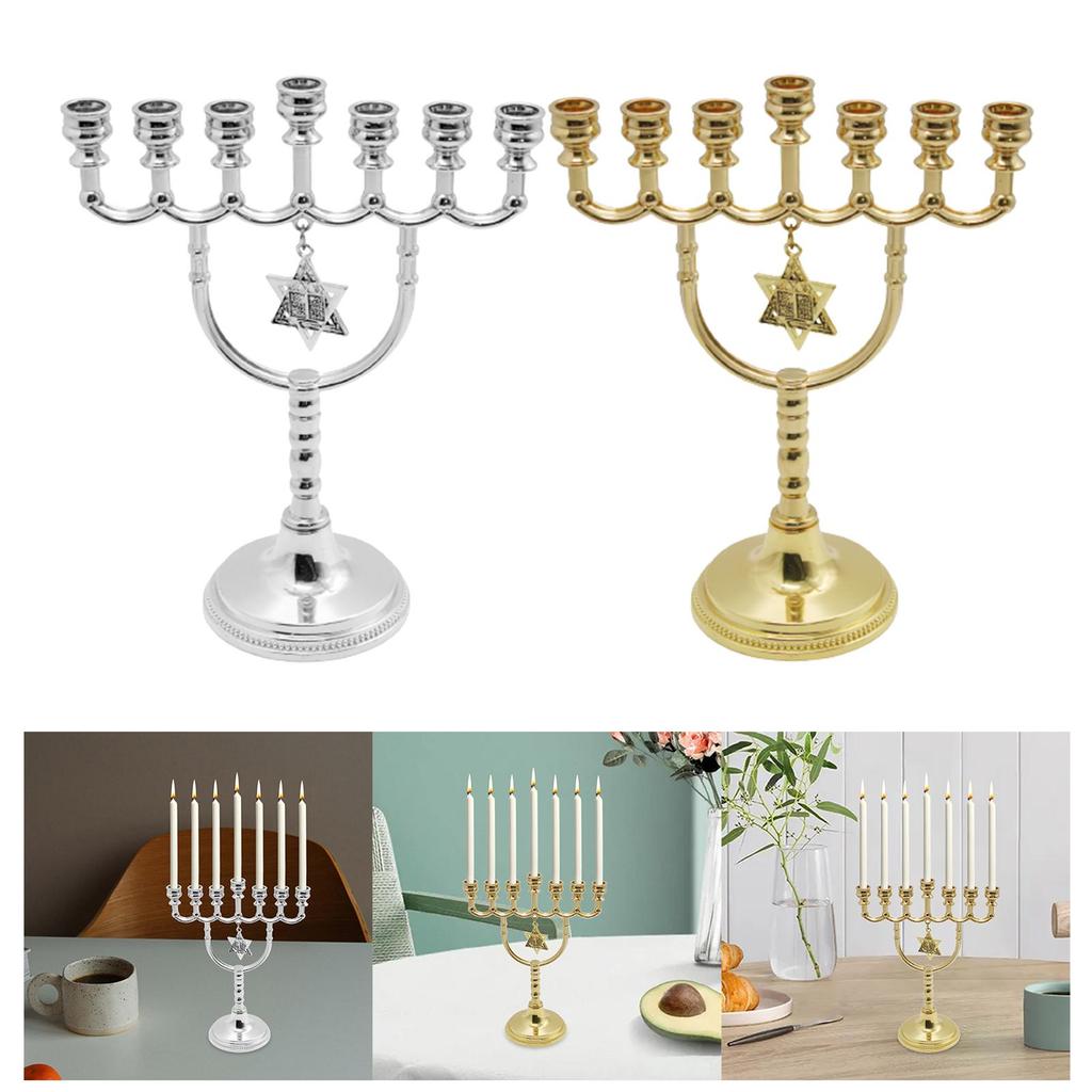 Menorá de Hanukkah Portavelas Geométrico Tradicional Candelabro para Sala de Estar Banquete de Aniversario Decoración de Fiesta de Bodas