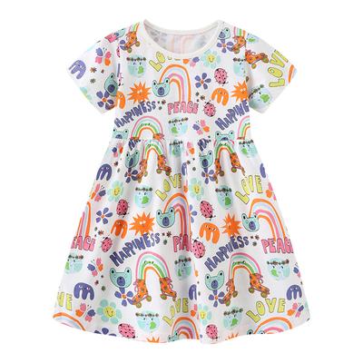 Sommer Mädchen Kleid Baumwolle Cartoon Print Prinzessin Kleid Mode Kinder Shirt