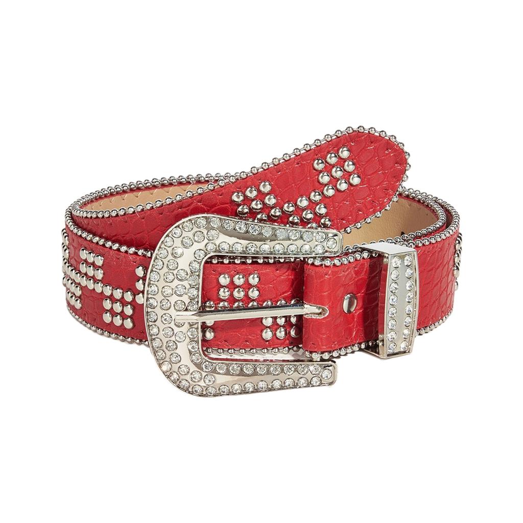 Western Rivet Studded Belt for Women with Beaded Trim Cowgirl Belt for Jeans Pants Girl Belt Decorative Waistband