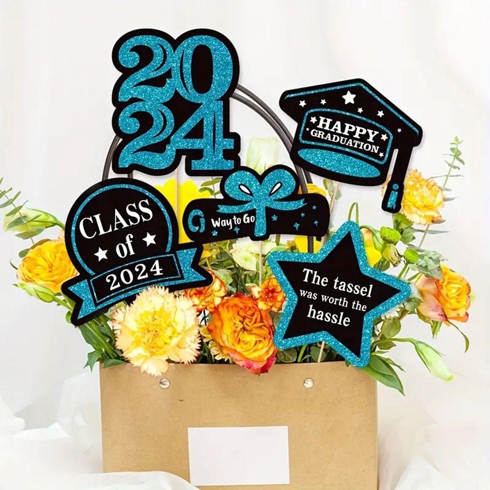 

5pcs Paper 2024 Graduation Vase Card Inserts Celebratory Graduation Gift Inserts Graduation Season