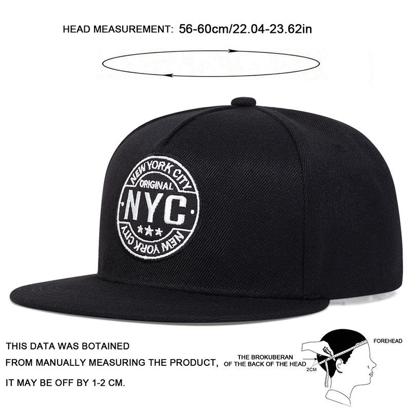 Unisex Letter NYC Circle Embroidery Baseball Cap Summer Flat Top Cotton Hat Men Hip Hop Caps Basketball Hats Trucker Hat