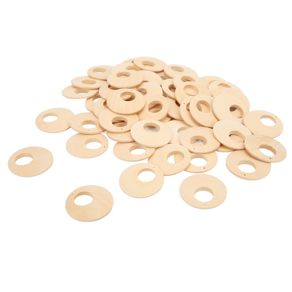 50pcs Wood Earring Blanks Hollow Round DIY Making Easy Coloring Wear Resistant Light Weight Jewelry
