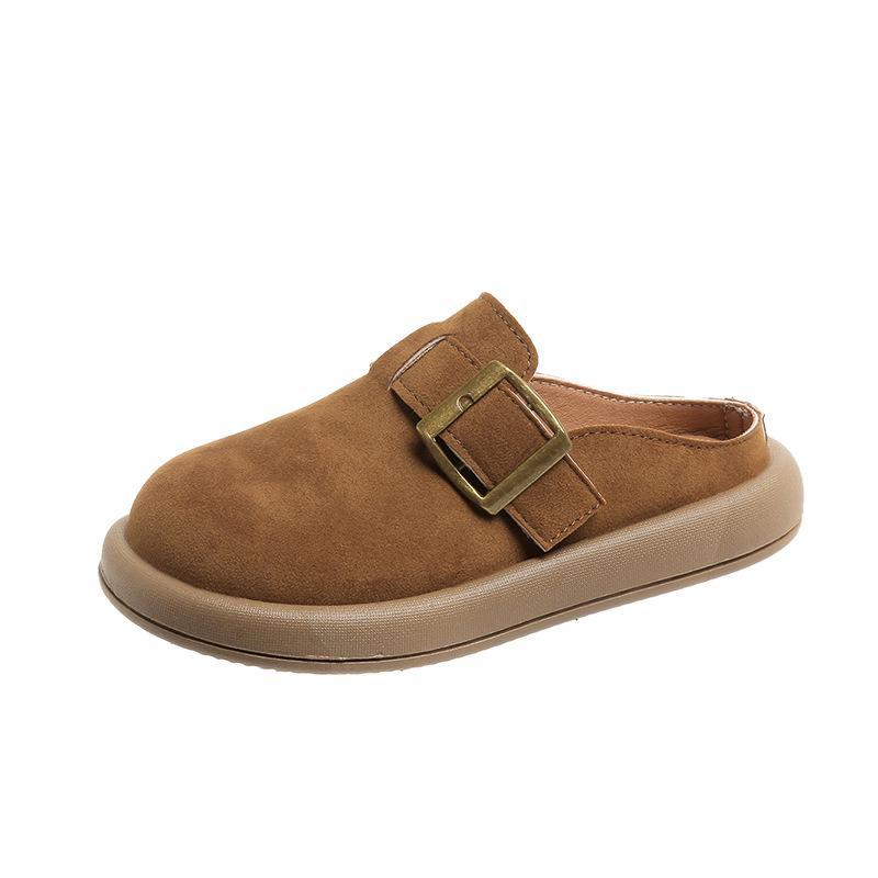 Kids' Autumn 2024 Retro Baotou Birkenstock Slippers - Korean Lazy Slip-on Design