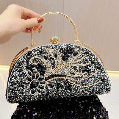 High-End Rhinestone Suitcase Handbag: Large Capacity Tote & Crossbody Evening Bag Set