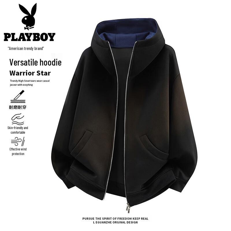 PLAYBOY Men s American Style Zip-Up Hoodie S