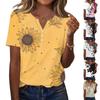 Women's T Shirt Print Button Short Sleeve Daily Weekend Fashion Basic V- Neck Regular Top
