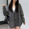 Lazy Wind Gray Knitted Cardigan Women's Fall Loose Sweater Jacket In The Middle of The Long Paragraph Tops Comfortable Versatile and Fashionable