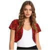 Women Sequin Cropped Jacket Glitter Waistcoat Cardigan Style Shiny Outerwear Stage Performance Costume Top