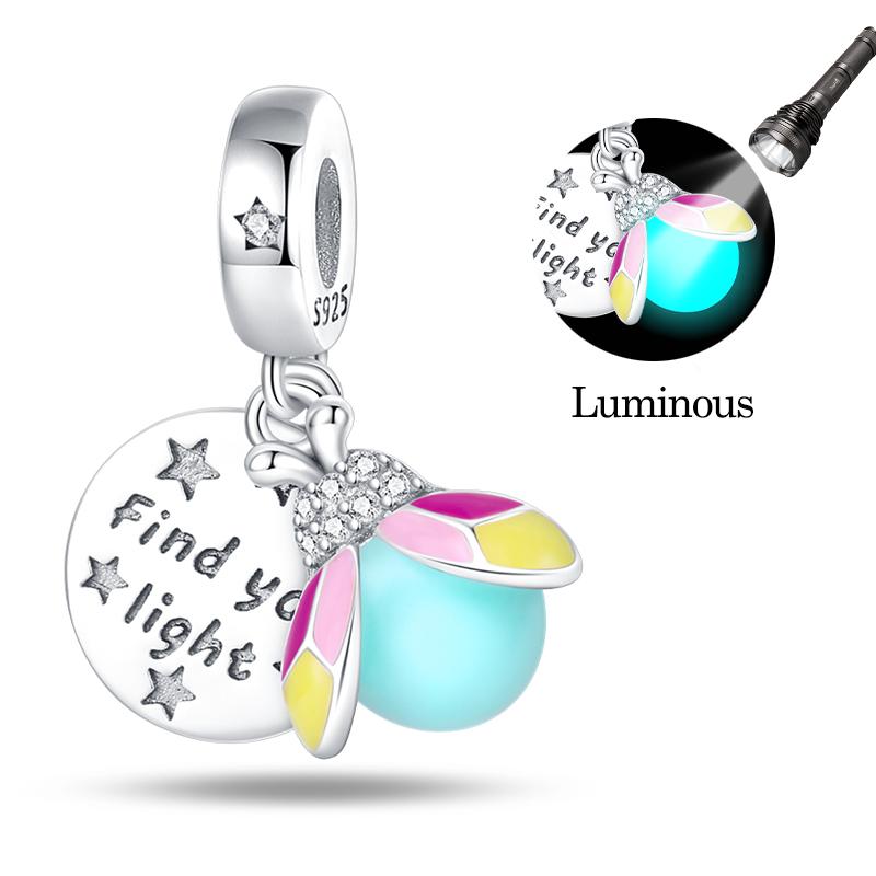Fits Genuine Copper Charm Bead Luminous Firefly Charm For Women Beautiful DoItYourself Birthday Jewellery Gift
