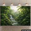 2D Lush Jungle Banner with Palm Trees and Mountains Photo Booth Background Cloth