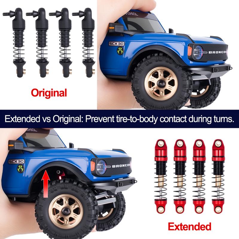 Axial SCX30 Aluminum Shock Absorber Set, 28.5mm with 3 Spring Rates, Full Car Kit for Performance Upgrade