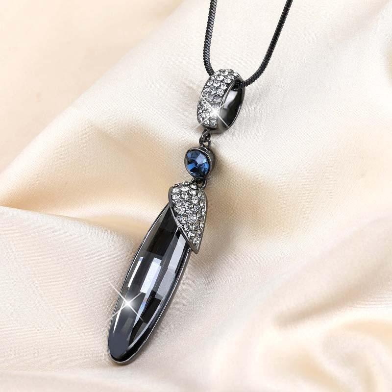 Fashionable Alloy Water Droplet Necklace For Women Available In Black And Gold
