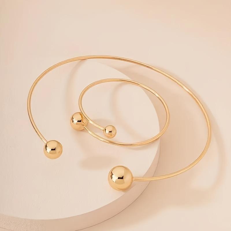 Minimalistisches Geometrisches Kreis Choker & Ring Set - Europäische & Amerikanische Mode