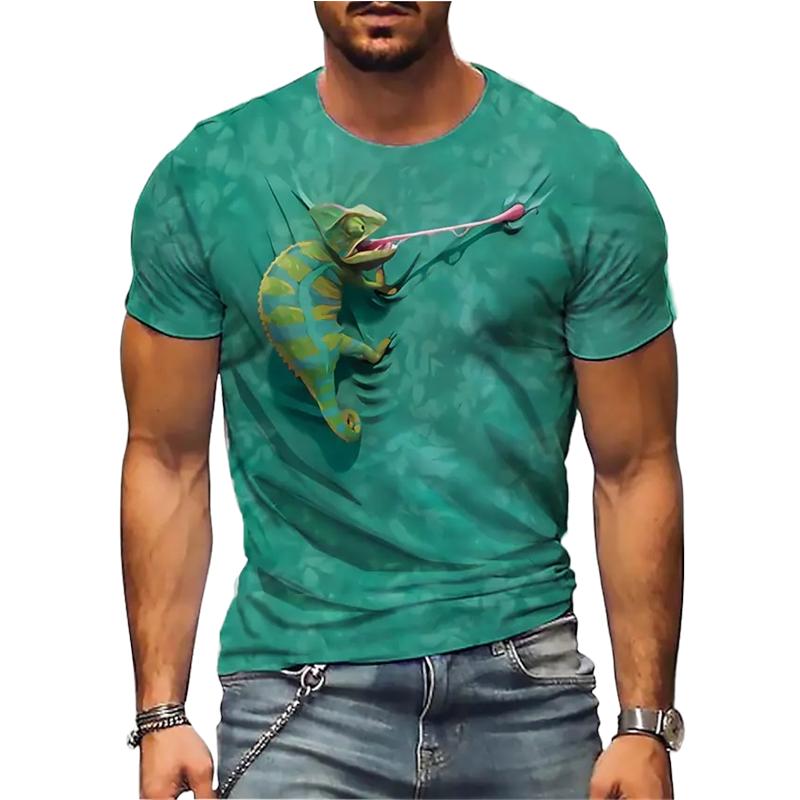 Fashion Men's Summer Fun T-Shirts Cute Funny Frog Graphics 3D Printing Short Sleeves Casual Harajuku Style Street Style Clothing