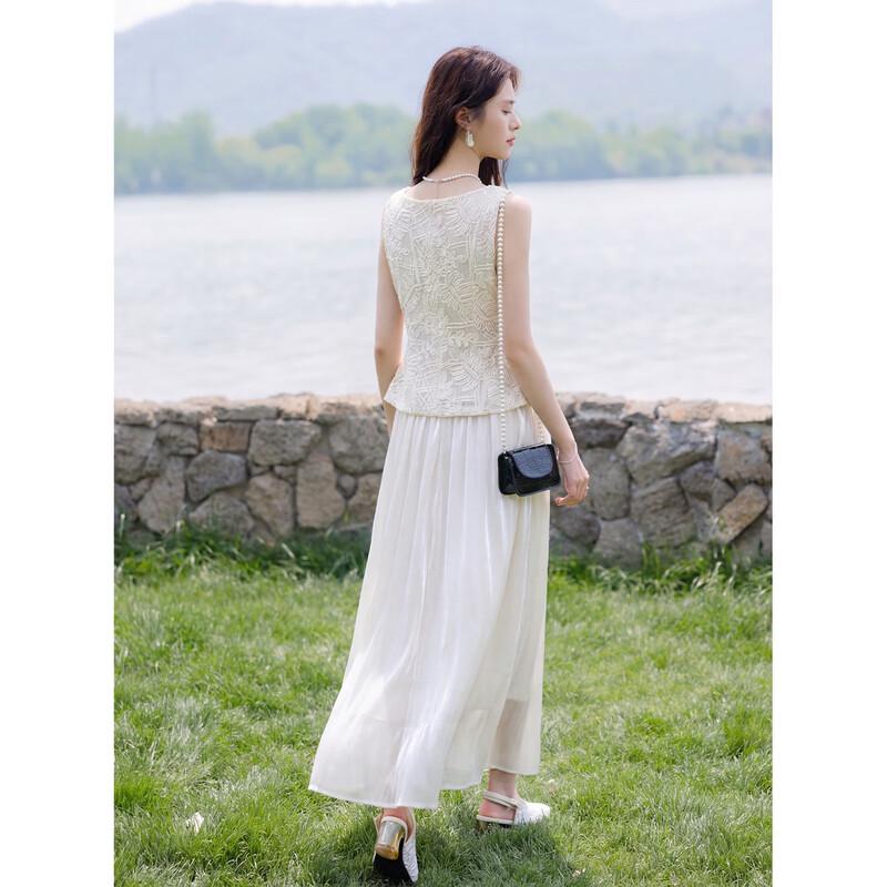 Mocana Women's Elegant Lace Sleeveless Top & Long Skirt Set