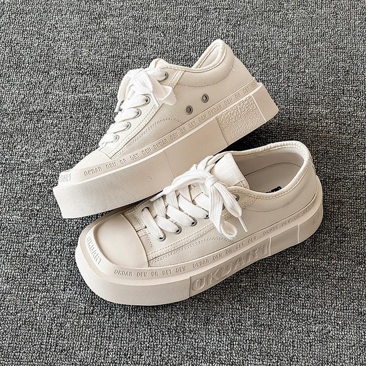 Fan Chengcheng Style: Square Toe Thick Sole Canvas Shoes - Unisex Casual Height-Increasing Sneakers