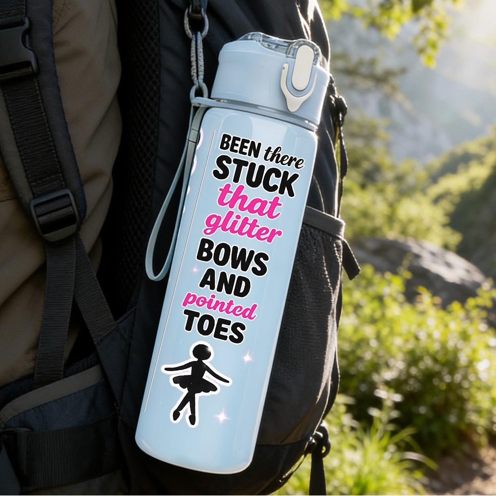 1PC Gymnastics Girl Sport Quote Print 750ml Color Plastic Sports Water Bottle Leakproof Flip Straw Lid Suitable for Sports Office Home Use