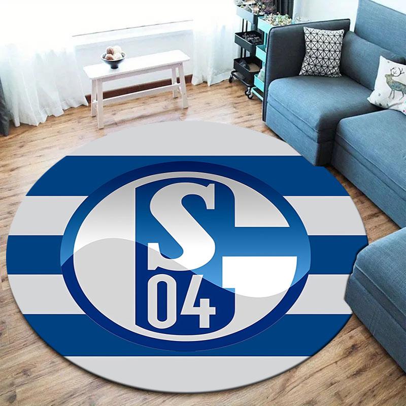 FC Schalke 04 Round Area Rug,Carpet Rug for Living Room Bedroom Sofa Playroom Decor,Non-slip Floor Mat