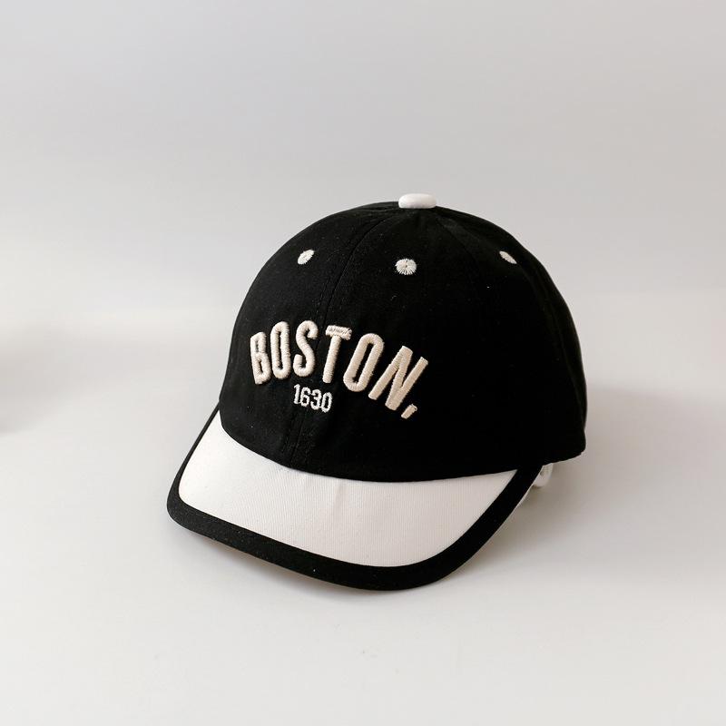 

1-3 роки Модна дитяча бейсболка печворк з вишивкою літери, дитячий сонцезахисний капелюх для хлопчика та дівчинки, вуличний дитячий капелюх з коротким козирком, капелюх з качиним язичком чорний