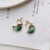 Korean Green Stone Female Clip On Earrings Women Geometric Semi -Circular Resin Earrings Simple Small Fresh Ear Clips Earrings