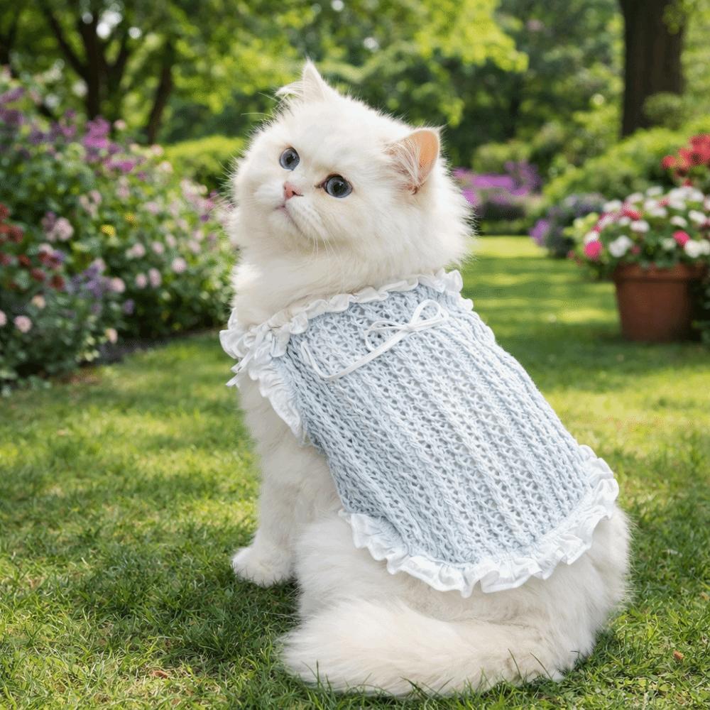 Thin Fabric Pet Mesh Vest Bow Design Pet Princess Dress Dog Two Leg Hoodie  Outdoor Walking